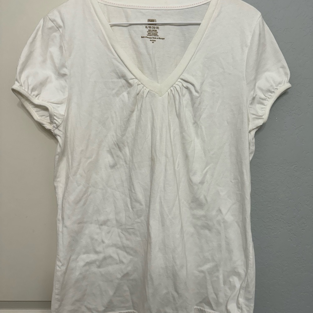 Faded Glory White V-Neck Women's Babydoll Top
